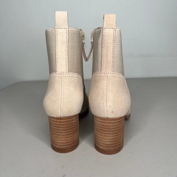 Violet & Red Beige Leather Knit Cuff Ankle Bootie Size 10 - Picture 4 of 7